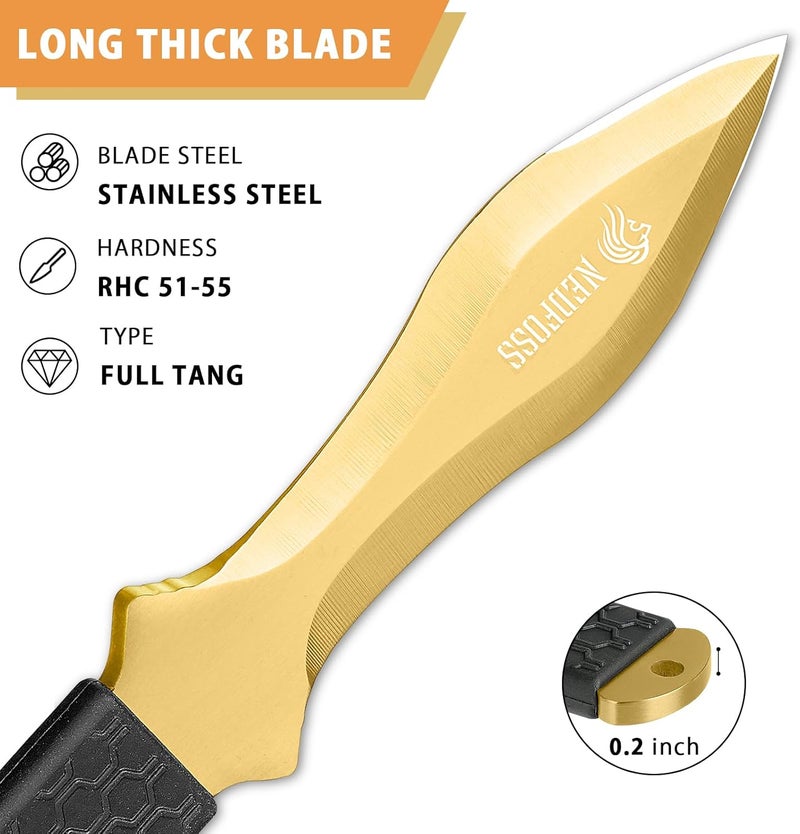 NedFoss COBRA Throwing Knives 6Pack, Ideal Companion for Throwing Axes and Tomahawks, 10" One Piece Stainless Steel Design with Sheath, Sturdy for Recreation and Competition - Image 2